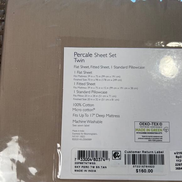 Sky Home Percale Twin Sheet Set - Picture 5 of 5